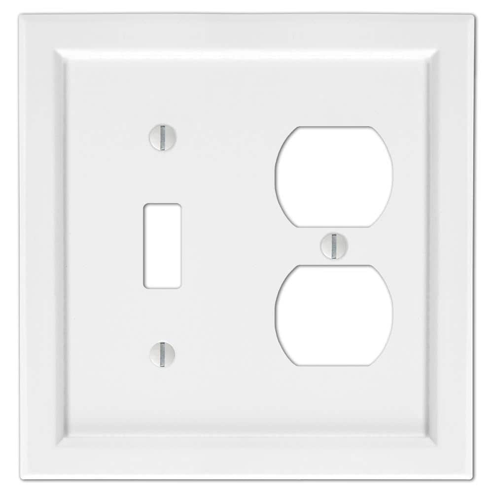 White Wood 2-Gang Toggle and Duplex Wall Plate