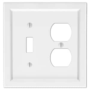 Woodmore 2 Gang 1-Toggle and 1-Duplex Wood Wall Plate - White