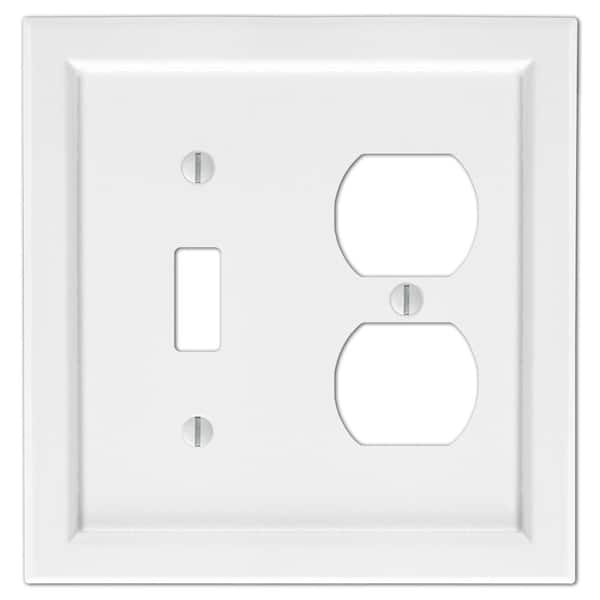 AMERELLE Woodmore 2 Gang 1-Toggle and 1-Duplex Wood Wall Plate - White