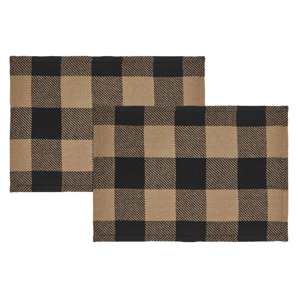Country Black and Tan Check Cotton Fall Placemat Set
