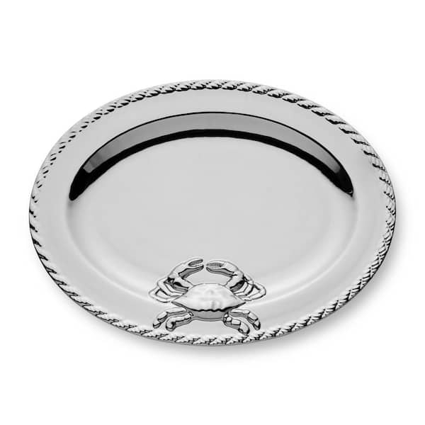 12 in. Silver Plated Crab Porcelain Platter