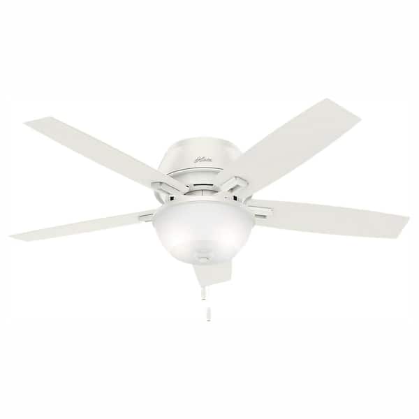 Hunter Donegan 52 in. LED Indoor Low Profile Fresh White Bowl Ceiling Fan