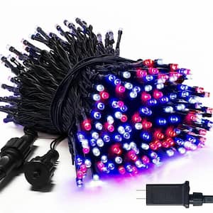 91.5 ft Red White Blue LED String Lights Outdoor Waterproof 8 Modes Timer Patriotic Decor 250 pcs