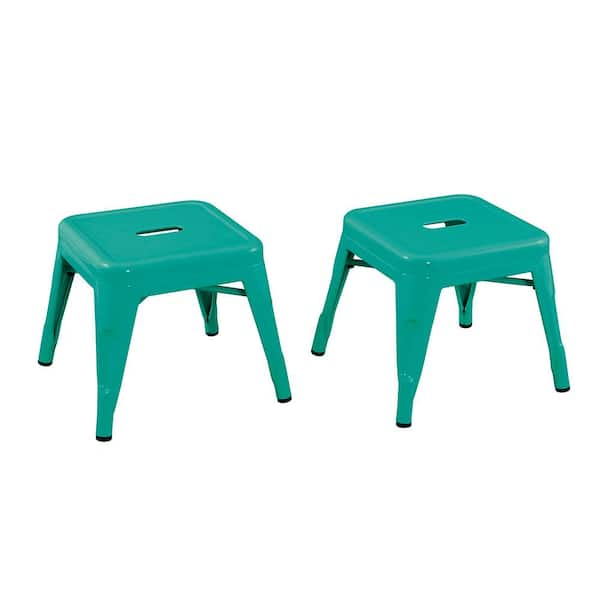 ACESSENTIALS Kids Teal Blue Metal Stool (2-Pack) 0256601 - The 