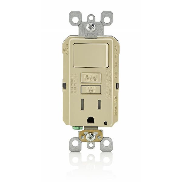 Leviton 15 Amp SmartlockPro Combination GFCI Outlet and Switch, Ivory