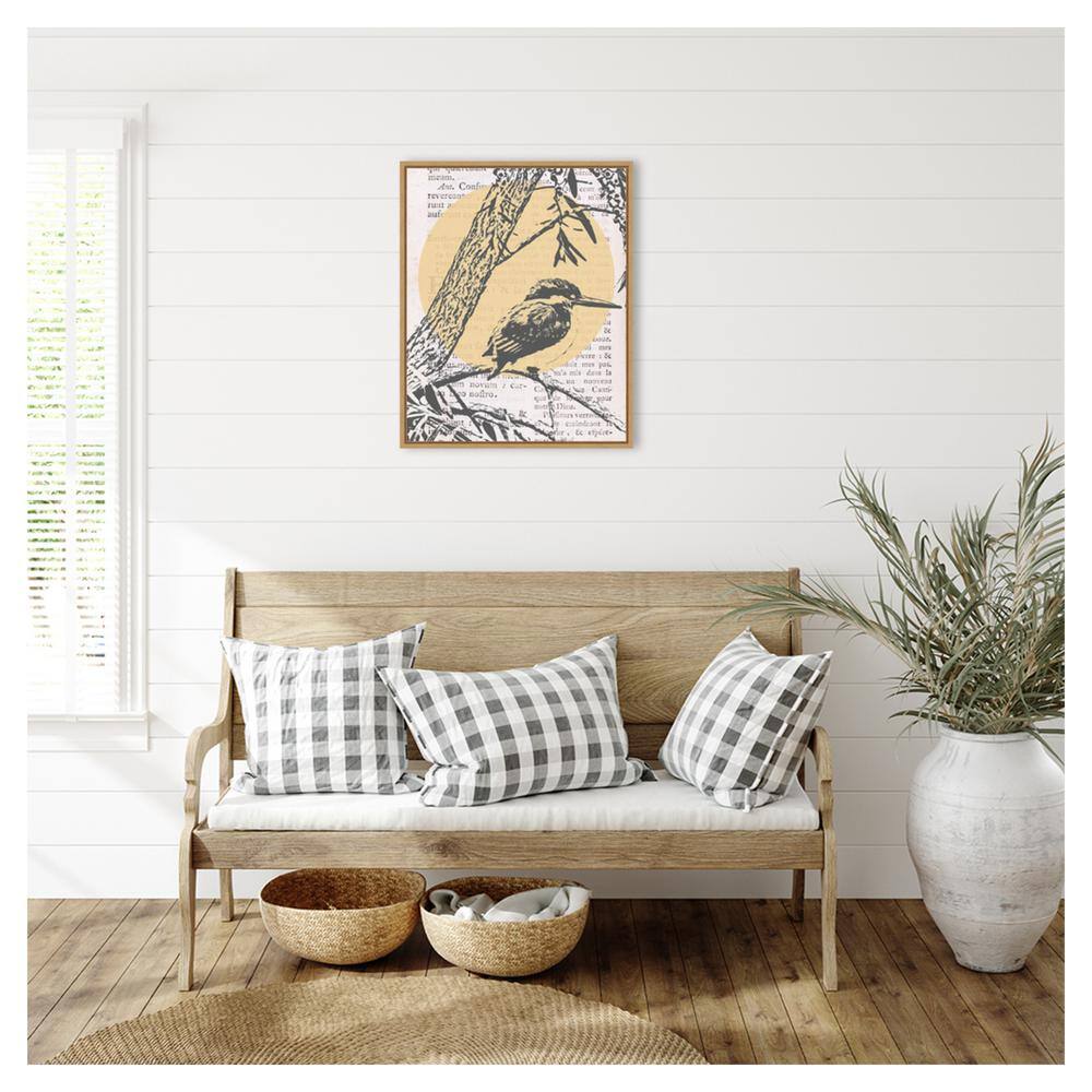 Tweet Tweet II Abstract Bird Canvas Wall Art in Sylvie Maple Frame