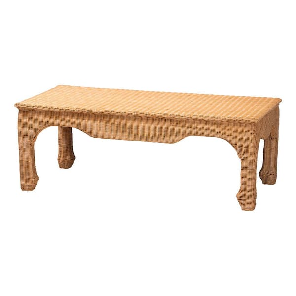 Abena 51.6 in. Light Honey Rectangle Natural Rattan/Wicker Coffee Table
