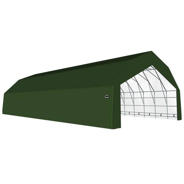 ShelterLogic 30 ft. W x 40 ft. D x 18 ft. H Galvanized Steel and PVC Garage Without Floor in Green with Heavy-Duty Green Cover