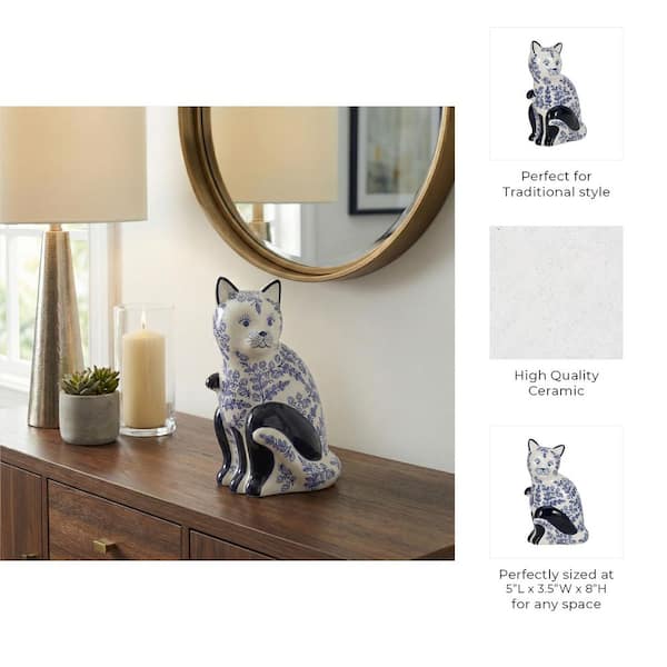 Liv & Skye Blue 5 in. x 8 in. Stoneware Novelty Sitting