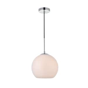 Timeless Home Blake 1-Light Chrome Pendant with Frosted Glass Shade