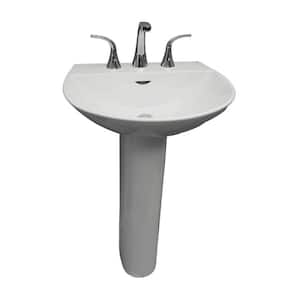 Reserva 600 22 in. Pedestal Combo Bathroom Sink for 8 in. Widespread in White