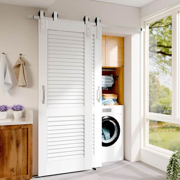 DRT バリアルノブ　ホワイト　２個まとめ売り TENONER 60 in. x 80 in. Louvered Panel White Primed Pine Wood