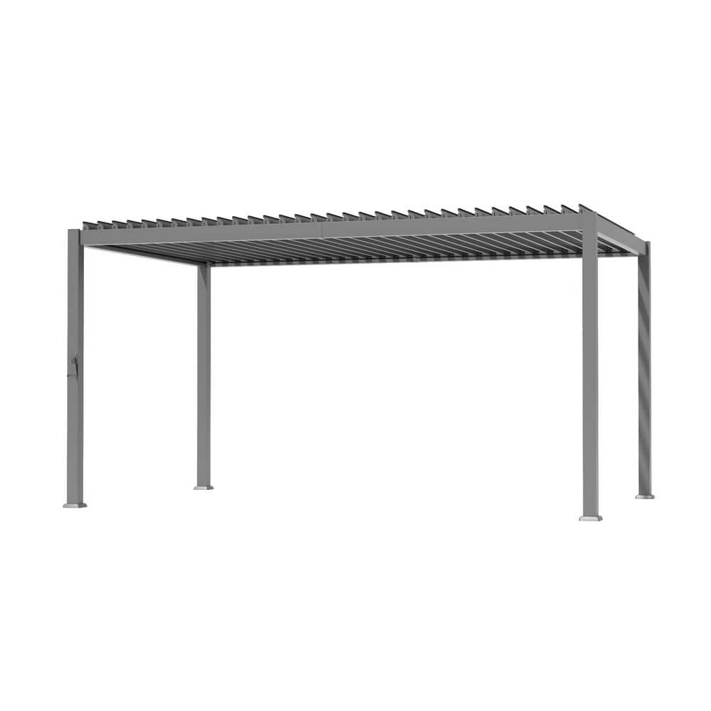 12 ft. x 20 ft. Gray Heavy Duty Steel Pergola, All-Weather Louvered Roof with Built-in Gutte price history on PriceWatchPro