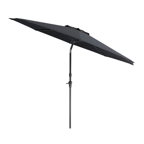CorLiving 10 ft. Aluminum Wind Resistat Market Tilting Patio Umbrella in Black