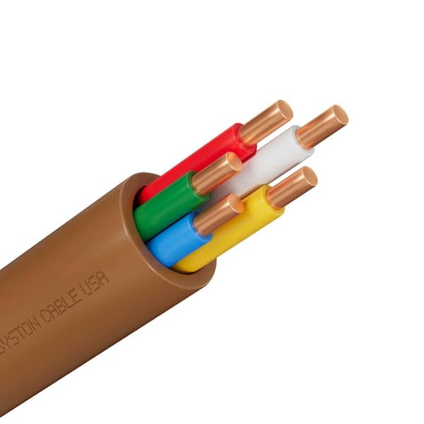 Syston Cable Technology 20 ft. 20/5 Brown CMR Solid Bare Copper Thermostat Doorbell HAVC Heating Control Wire Cable-Riser Rated UV Resistant