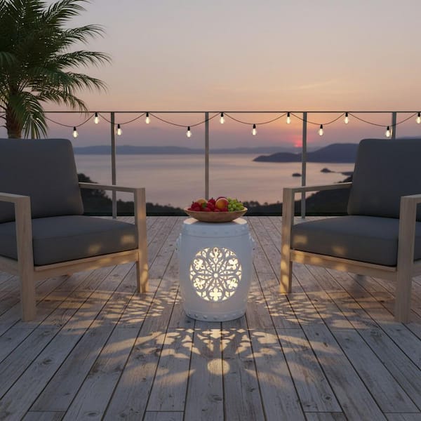White Plastic Garden Stool Lightweight Sturdy and Waterproof for