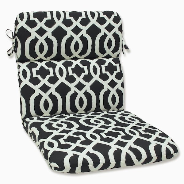Pillow Perfect Trellis Outdoor/Indoor 21 in. W x 3 in. H Deep Seat, 1 Piece Chair Cushion with Round Corners in Black/White New Geo