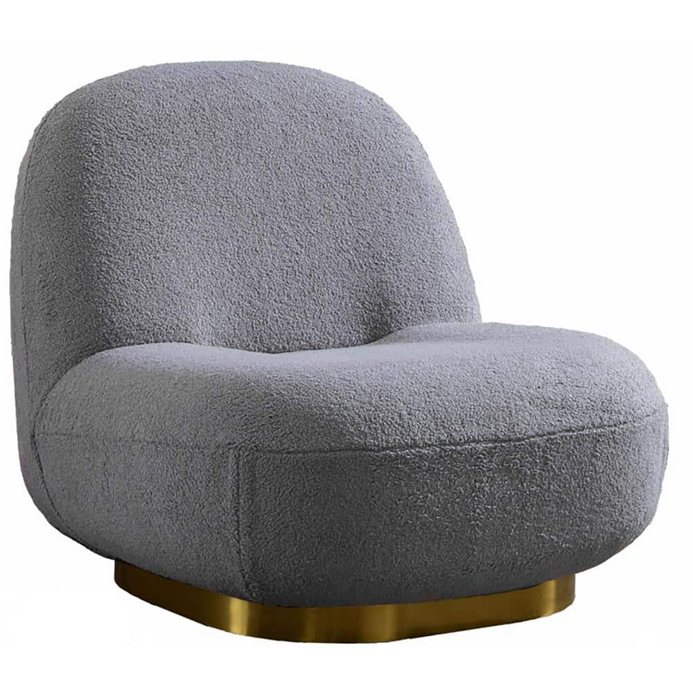 Gray Teddy Fabric Swivel Accent Lounge Occasional Side Chair
