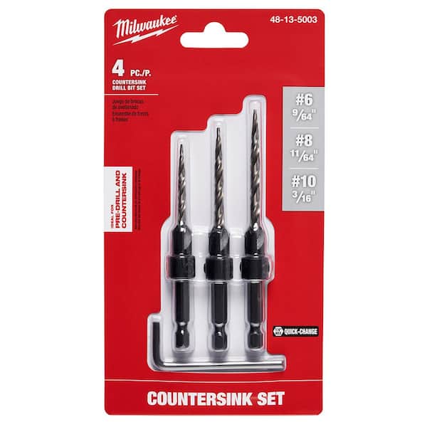 Milwaukee Steel Countersink Set with Wood Spade Bit Set (16-Piece)