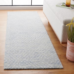 Abstract Blue/Ivory 2 ft. x 8 ft. Chevron Marle Runner Rug