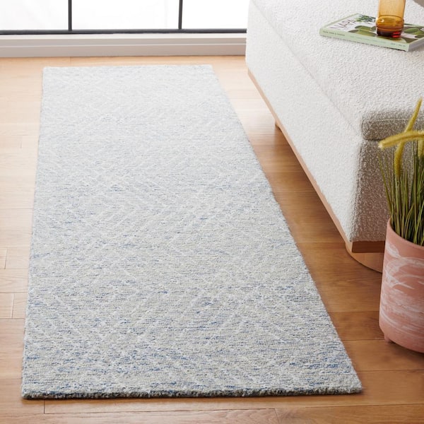 Abstract Blue/Ivory 2 ft. x 8 ft. Chevron Marle Runner Rug