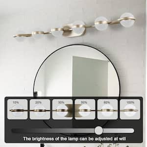 43.3 in. W 6-Light Gold LED Vanity Lights for Bathroom, Wall Sconce Over Mirror, Dimmable Light Fixture