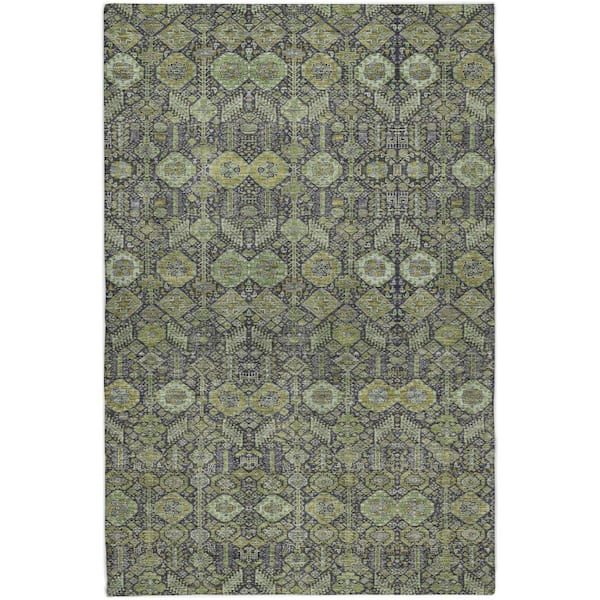 Dream Shag Premium Machine Washable Abstract ADS574 Green 8 ft. x 10 ft. Area Rug