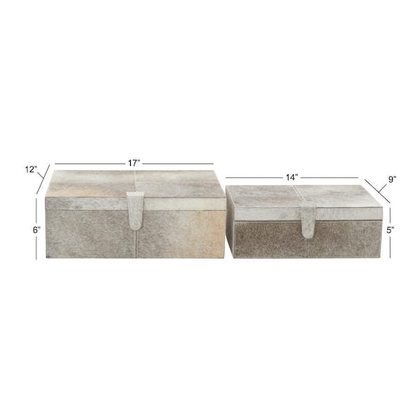 Rectangle Leather Handmade Box with Hinged Lid (Set of 2)