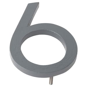 12 in. Gray Aluminum Floating or Flat Modern House Numbers 0-9 - 6