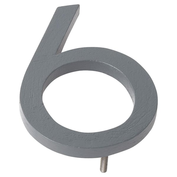 Montague Metal Products 12 in. Gray Aluminum Floating or Flat Modern House Numbers 0-9 - 6