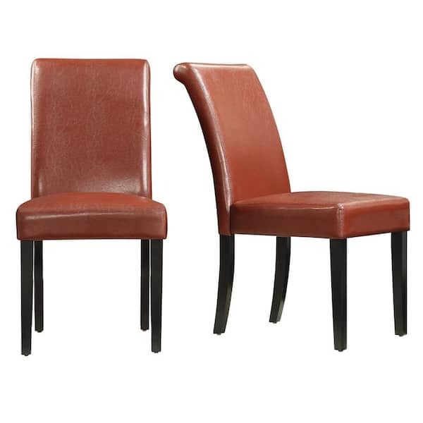 HomeSullivan Fairfield Red Faux Leather Dining Chair (Set of 2)