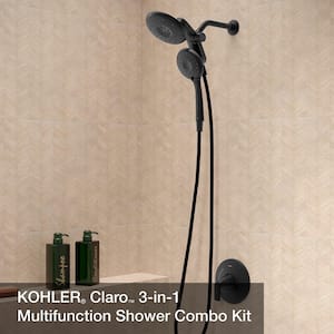 Claro 1-Spray Dual Wall-Mount Fixed and Handheld Shower Head 1.75 GPM in Matte Black