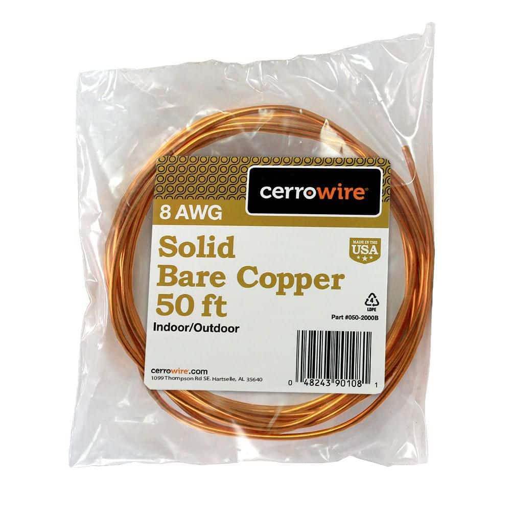 Cerrowire - 50 ft. 8-Gauge Solid SD Bare Copper Grounding Wire