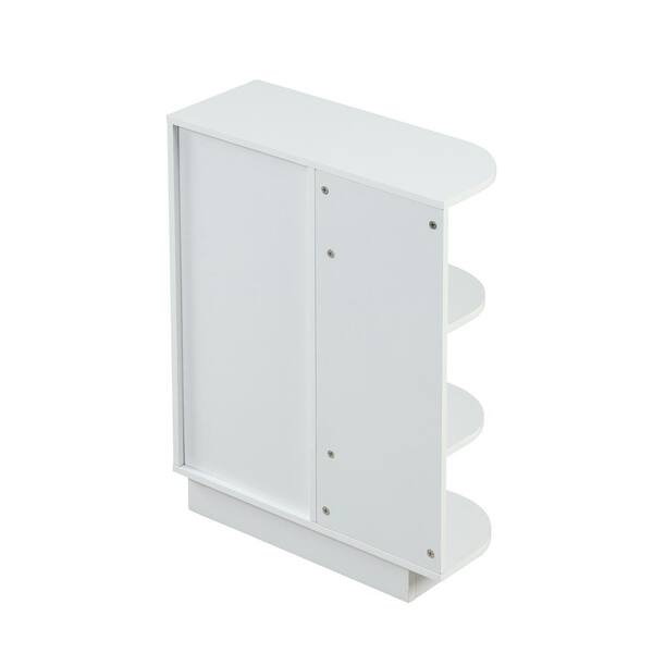 White Shelf Cabinet with Adjustable Plates Ample Storage Space