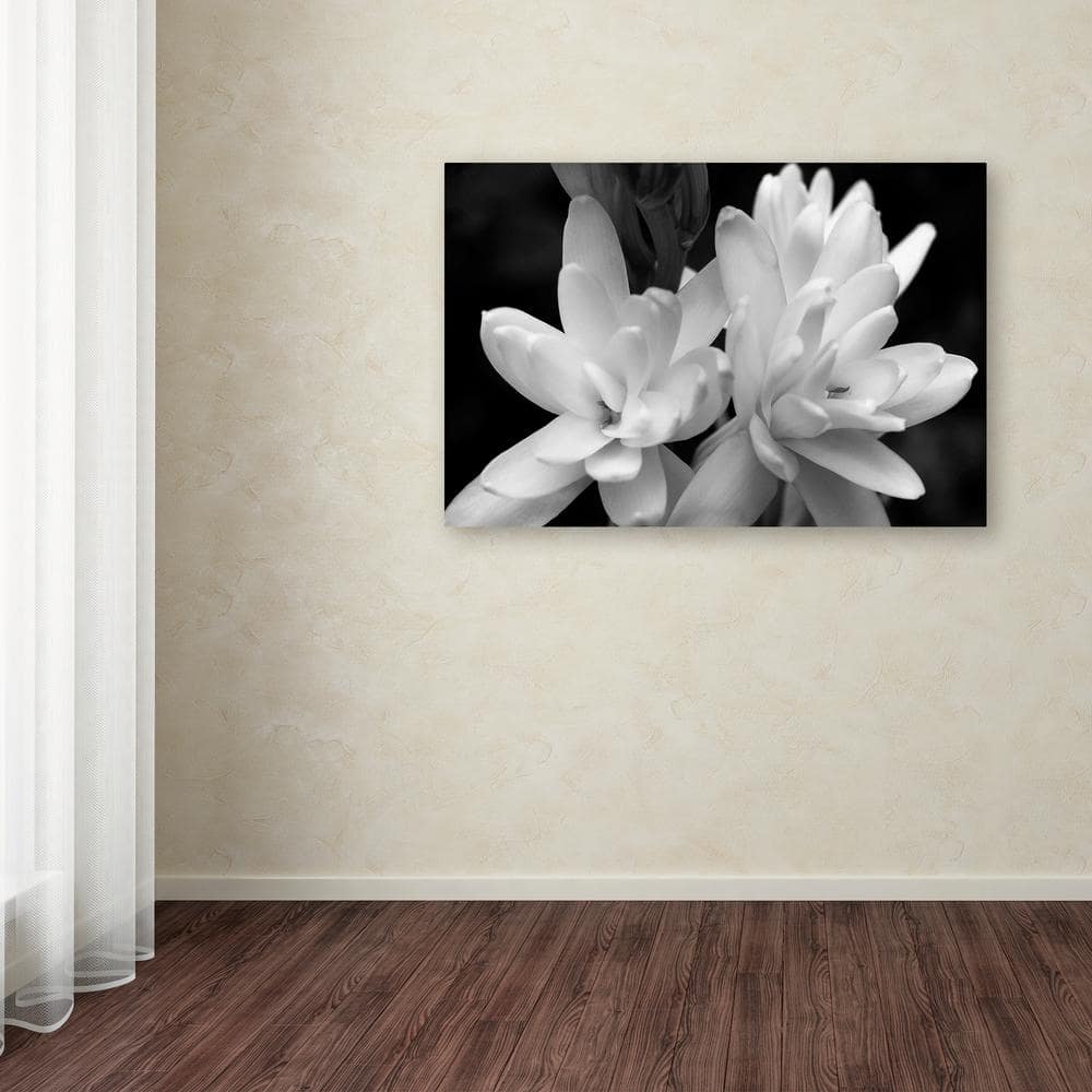 Tuber Rose Black and White Canvas Wall Art with Floater Frame