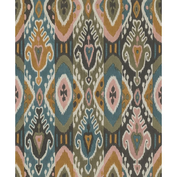 Advantage Villon Yellow Mustard Ikat Textured Non-Pasted Non-Woven Wallpaper Sample