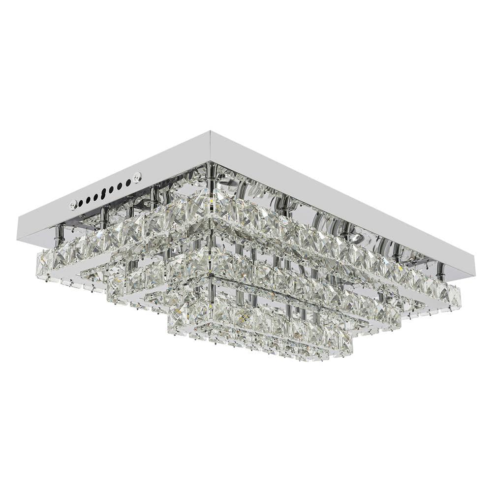20.86 in. 1-Light Silver Modern Crystal Selectable LED Semi-Flush Mount Ceiling Light for Bedroom Living Room price history on PriceWatchPro