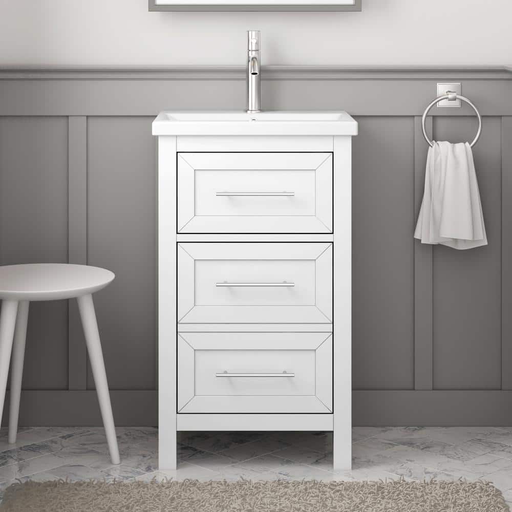 Glyssia 20 in. W x 15.55 in. D x 35 in. H Single Sink Bath Vanity in White Finish with White Ceramic Top price history on PriceWatchPro