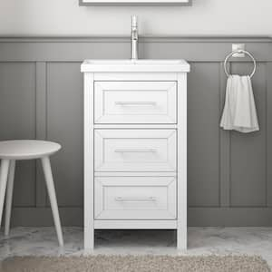 Glyssia 20 in. W x 15.55 in. D x 35 in. H Single Sink Bath Vanity in White Finish with White Ceramic Top