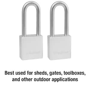 Heavy Duty Outdoor Padlock with Key, 1-1/2in. Wide, 2in. Shackle, 2 Pack
