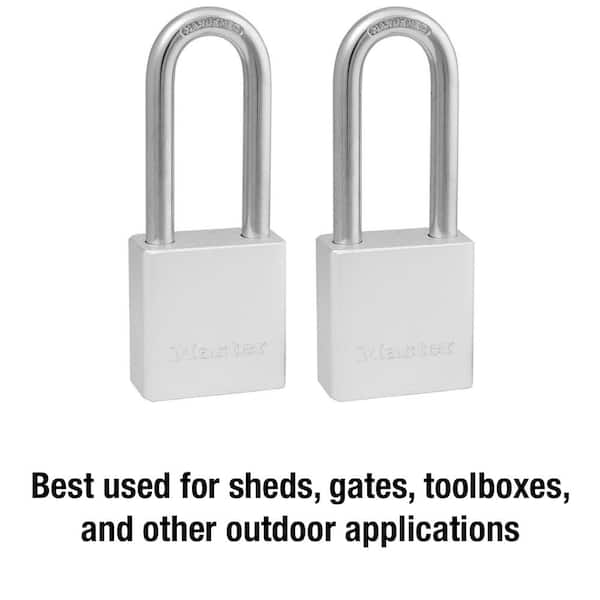 Heavy Duty Outdoor Solid Body Padlock with Key, 1-1/2 in. Wide, 2 in. Shackle, 2 Pack