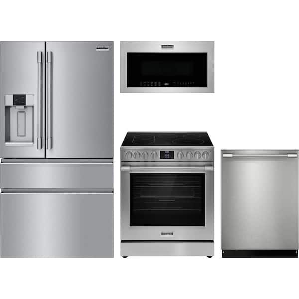Frigidaire Professional 21 cu. ft. Counter Depth Refrigerator with 5 Burner Slide-In Electric Range and Dishwasher