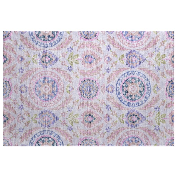 Dream Shag Premium Machine Washable Abstract ADS751 Blush 3 ft. x 4 ft. Area Rug