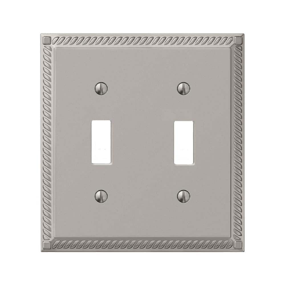 Satin Nickel 2-Gang Cast Metal Toggle Wall Plate