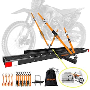 510 lbs. Capacity Steel Hitch Mount Dirt Bike Carrier 73" Motorcycle Carrier with Loading Ramp, Straps and Stabilizer