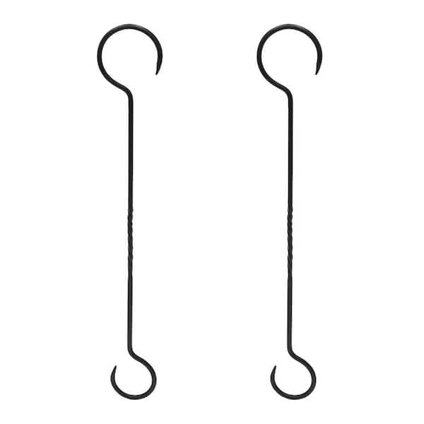 Achla Designs 24" L Black Wrought Iron Hook Extenders w/Twist (Set of 2), Powder Coated Finish, Home Accessory