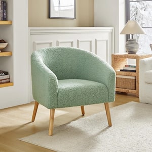 Rose Modern Sage 30 in. W Boucle Armchair with Solid Wood Legs