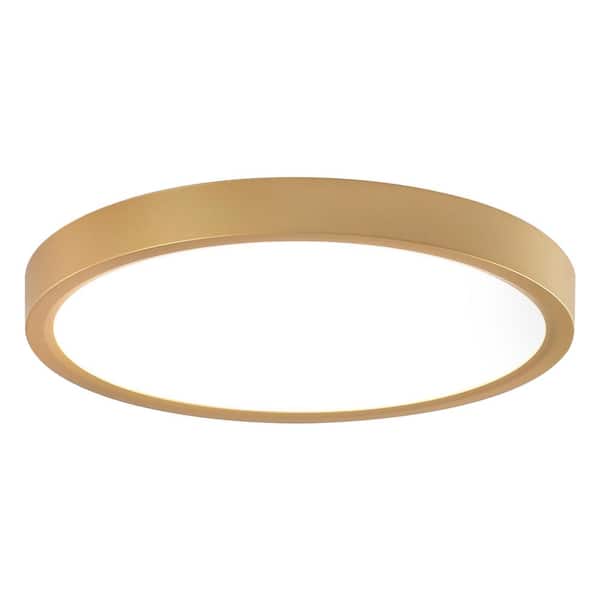 9.06 in. 1-Light Gold Modern Round LED Flush Mount Ceiling Light Adjustable Color Temperatures