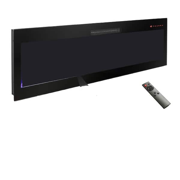 5000 BTU 60 in. Recessed and Wall Mounted Electric Fireplace Heater in Black