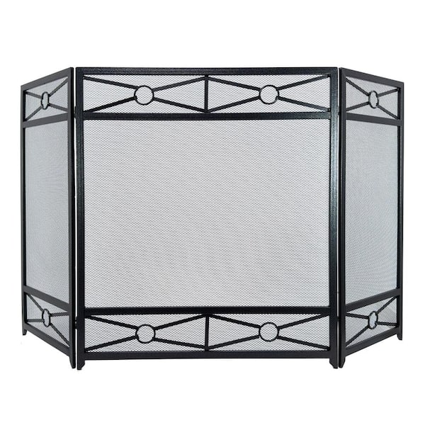 Sheffield 3-Panel Fireplace Screen in Vintage Iron